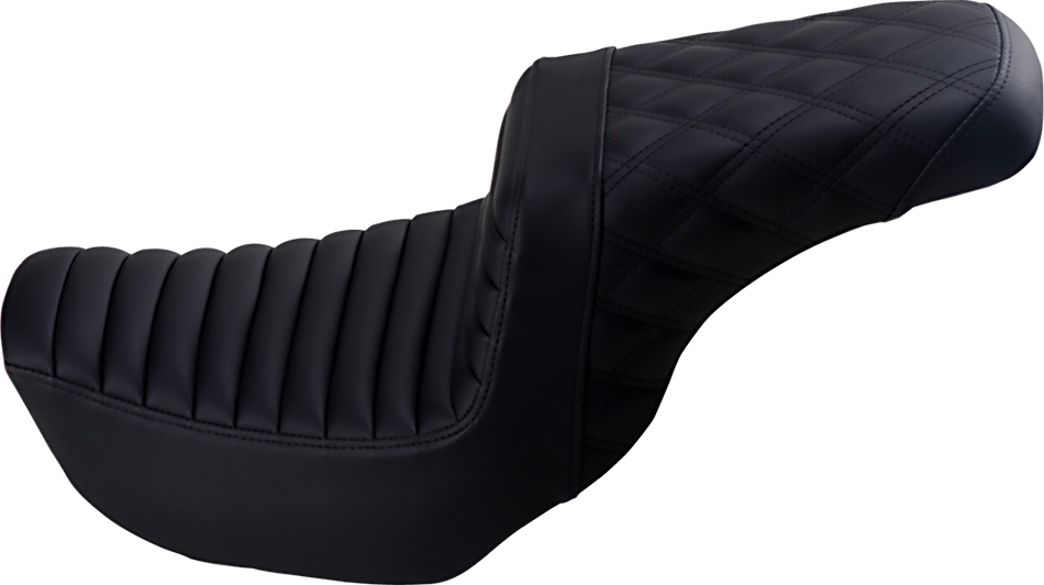SADDLEMEN Step-Up Seat - Front Tuck-n-Roll/Rear Lattice Stitch - Black 806-04-176