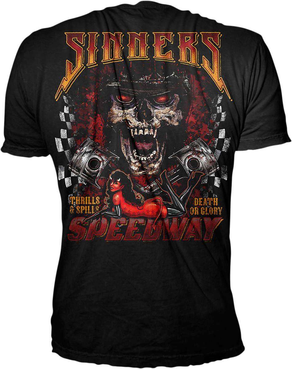 LETHAL THREAT Sinner's Speedway T-Shirt - Black - 4XL LT20883-4XL