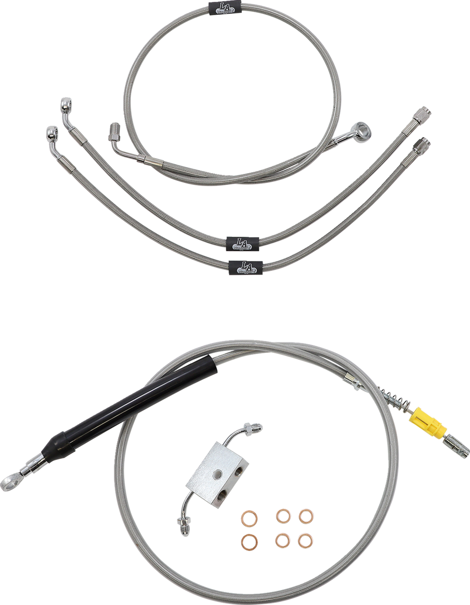 LA CHOPPERS Kit de cable de manillar/línea de freno - Conexión rápida - Manillar Ape Hanger de 18" - 20" - Acero inoxidable LA-8157KT-19 