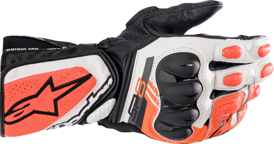 ALPINESTARS SP-8 V3 Gloves - Black/White/Fluo Red - Small 3558321-1231-S