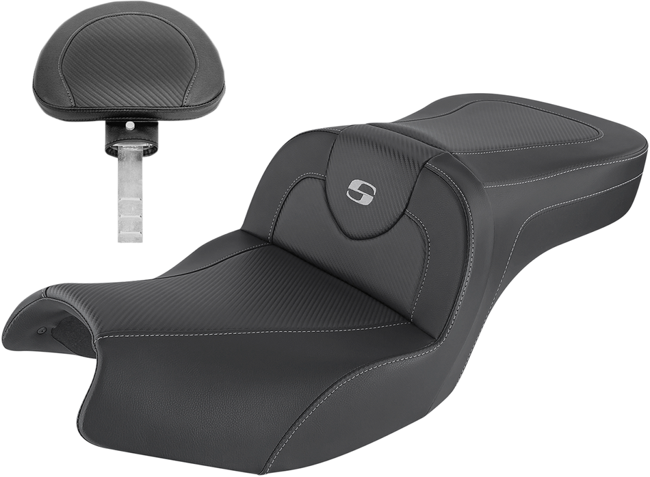 SADDLEMEN Roadsofa Seat - Carbon Fiber - Includes Backrest - Black - Indian I20-06-185BR