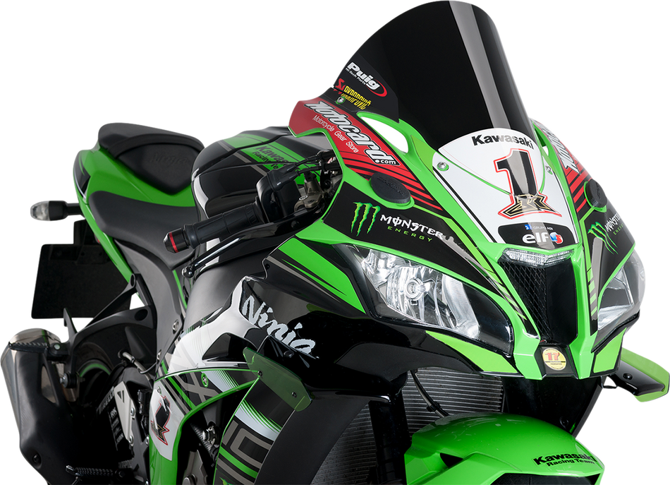 PUIG HI-TECH PARTS Race Windscreen - Black - Kawasaki 9849N