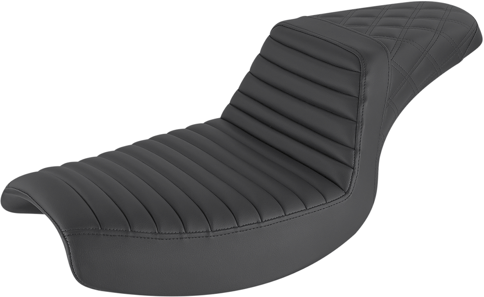 SADDLEMEN Step-Up Seat - Front Tuck-n-Roll/Rear Lattice Stitch - Black 882-09-176