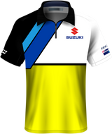 FACTORY EFFEX Suzuki Team Pit Shirt - White/Yellow - Large 23-85404