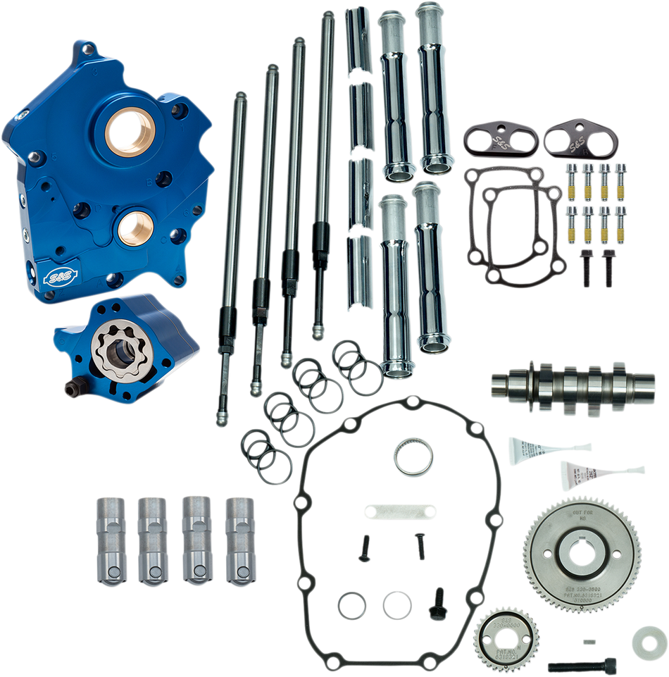 S&S CYCLE Cam Chest Kit with Plate M8 - Gear Drive - Water Cooled - 465 Cam - Chrome Pushrods 310-1001A