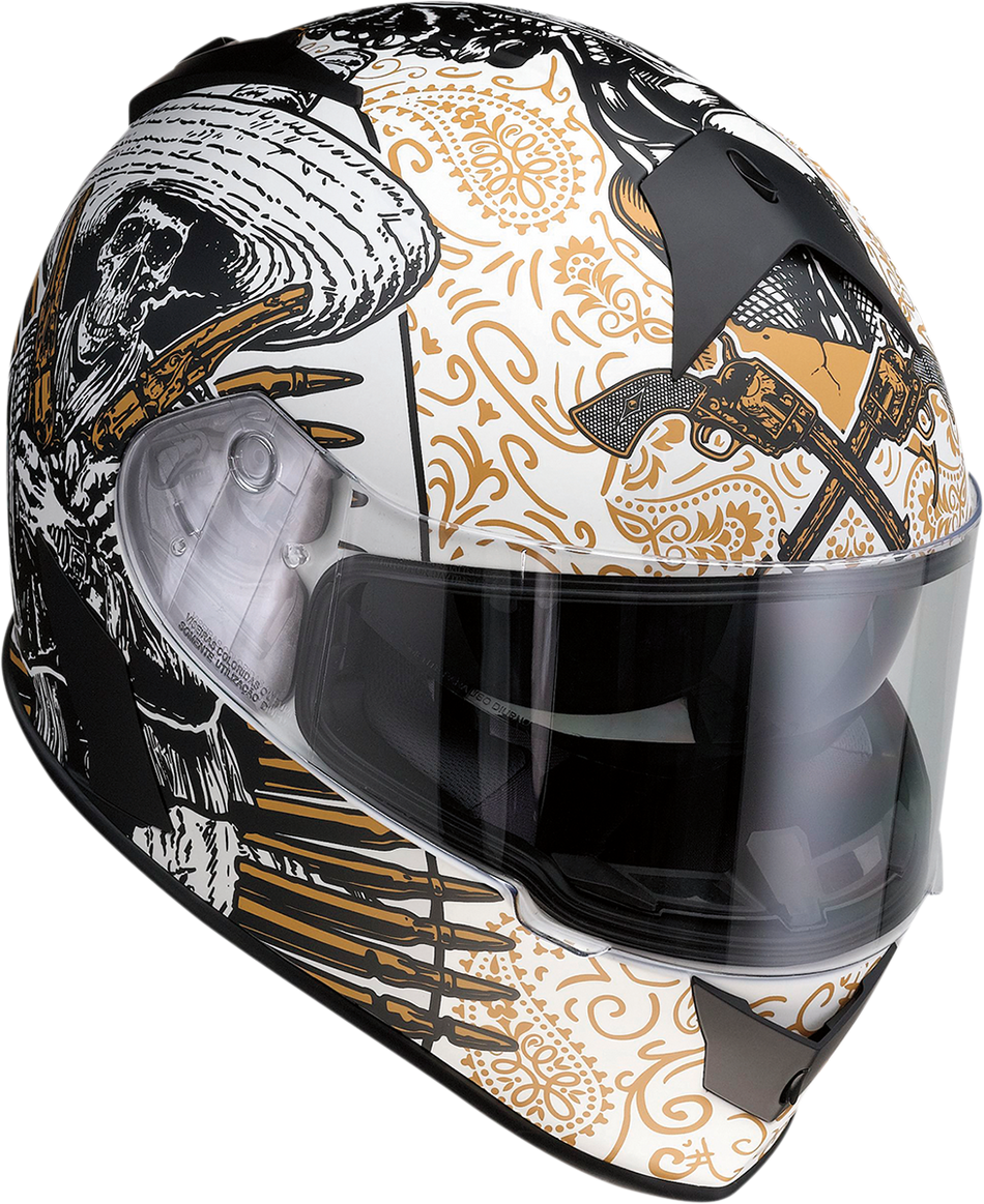 Z1R Warrant Helmet - Sombrero - White/Gold - Medium 0101-14166