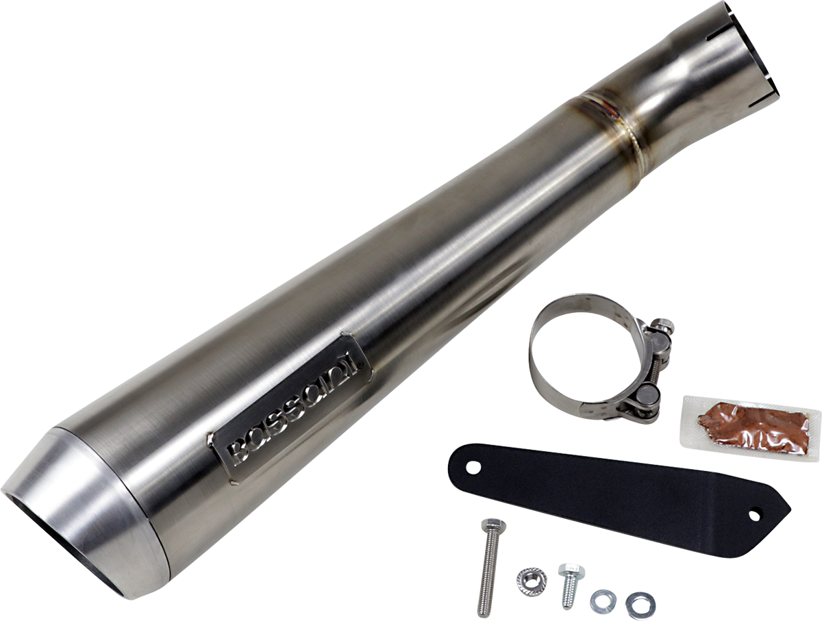 BASSANI XHAUST 4" Short Megaphone Muffler without Catalytic Converter - Low Mount Indian FTR 1200 8F127SS