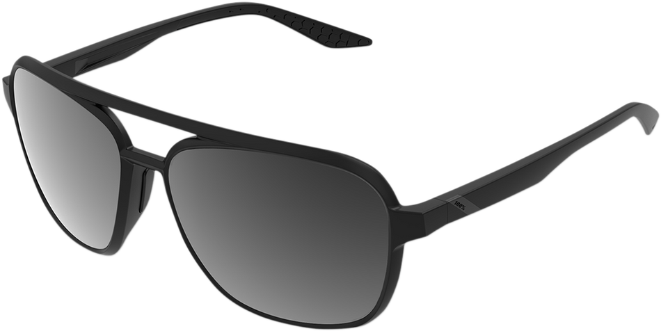 100% Kasia Aviator Sunglasses - Round - Matte Black - Black Mirror 61042-019-61