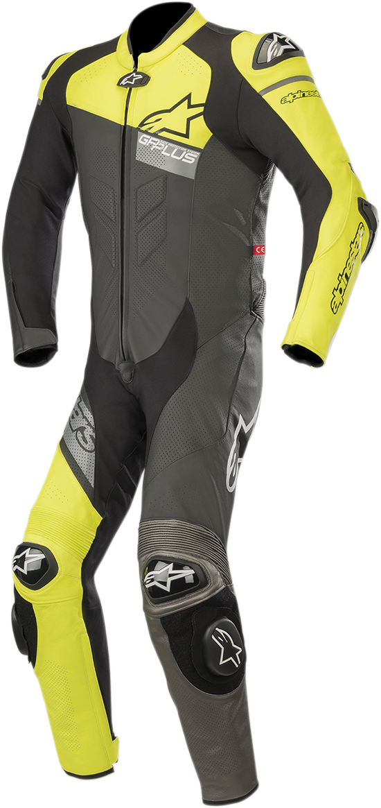ALPINESTARS GP Plus Venom 1-Piece Leather Suit - Black/Yellow Fluorescent/Gray - US 46 / EU 56 3150818-1511-56