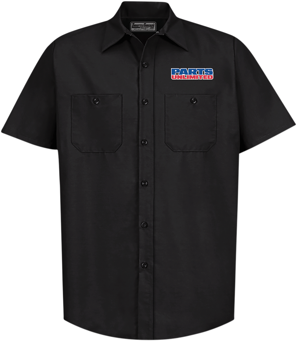 THROTTLE THREADS Parts Unlimited Shop Shirt - Black - Large PSU37ST24BKLG