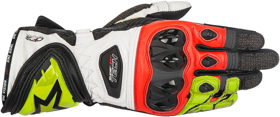 ALPINESTARS Supertech Gloves - Black/Fluo Yellow/Red - 2XL 3556017-1536-2X