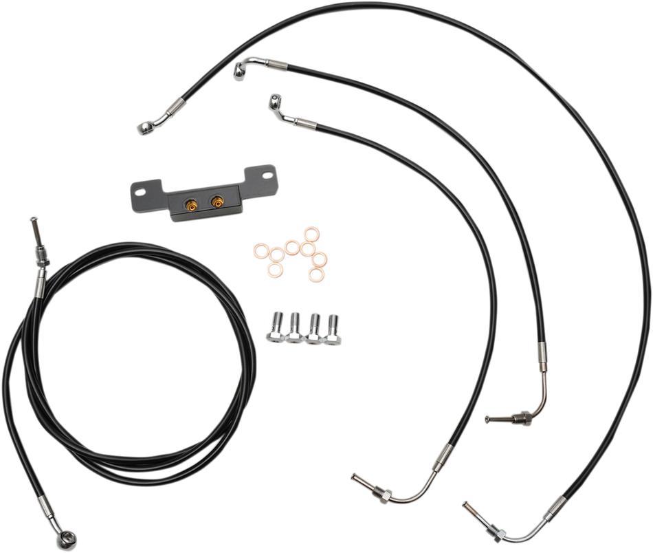 LA CHOPPERS Kit de cable de manillar/línea de freno - Manillar Ape Hanger de 15" - 17" - Vinilo negro LA-8055KT-16B 