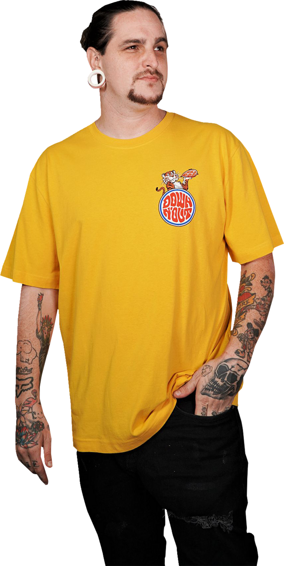 LETHAL THREAT Down-N-Out Tiger in Your Tank - Yellow - Medium DT10051M