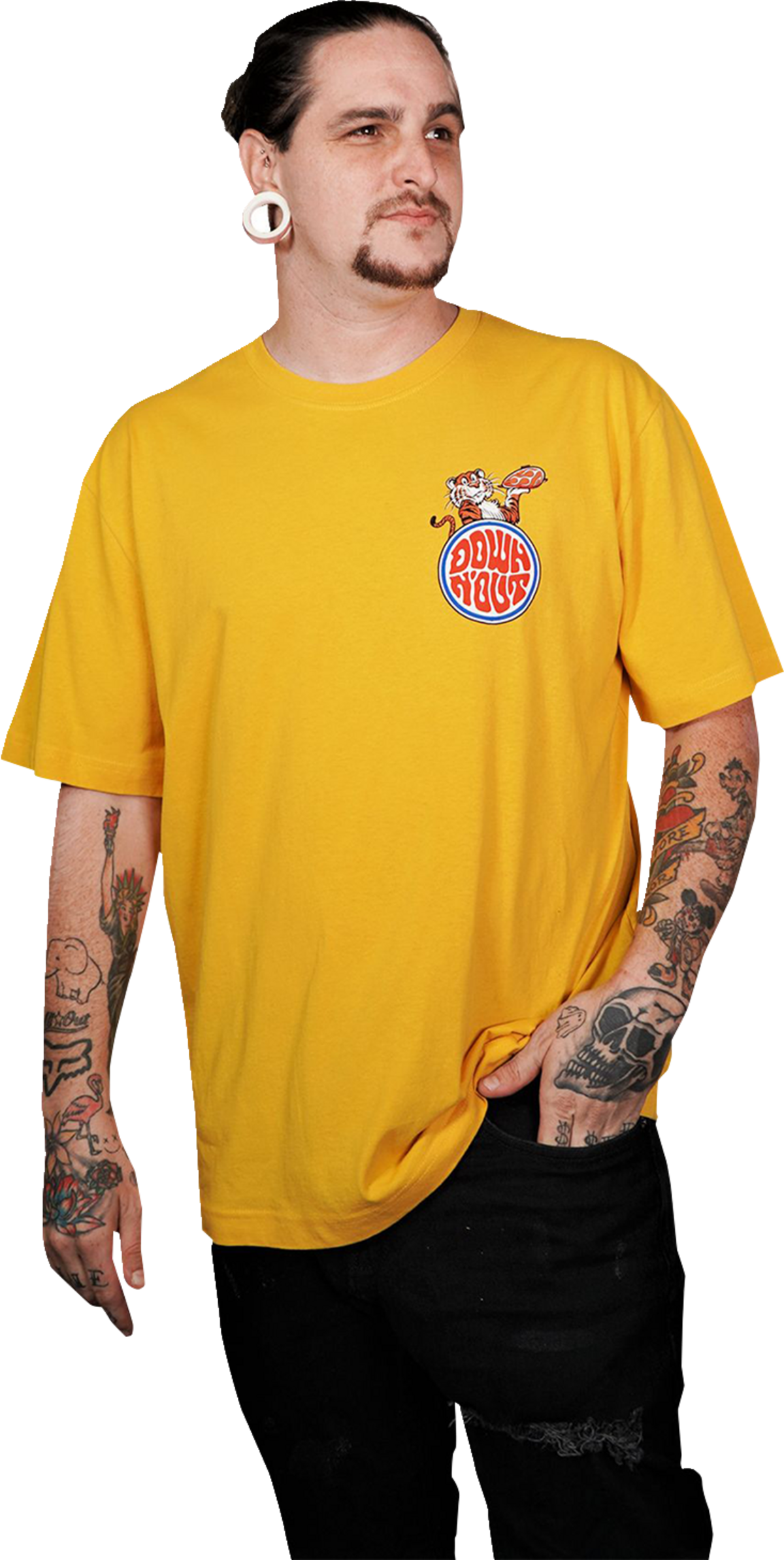 LETHAL THREAT Down-N-Out Tiger in Your Tank - Yellow - Large DT10051L