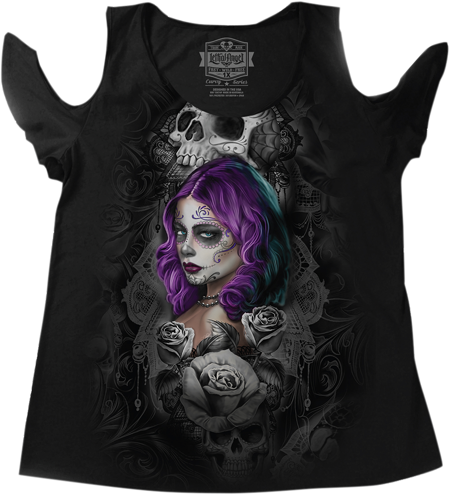 LETHAL THREAT Women's Queen of Hearts T-Shirt - Black - 1XL LA205251X