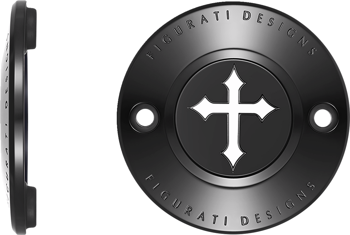 FIGURATI DESIGNS Timing Cover - 2 Hole - Cross - Black FD41-TC-2H-BLK