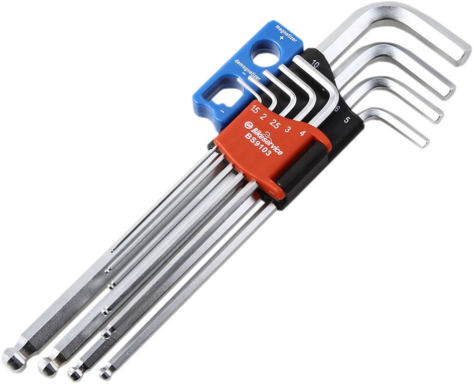 BIKESERVICE Magnetic Ball Point Hex Key- 9-Piece BS9103