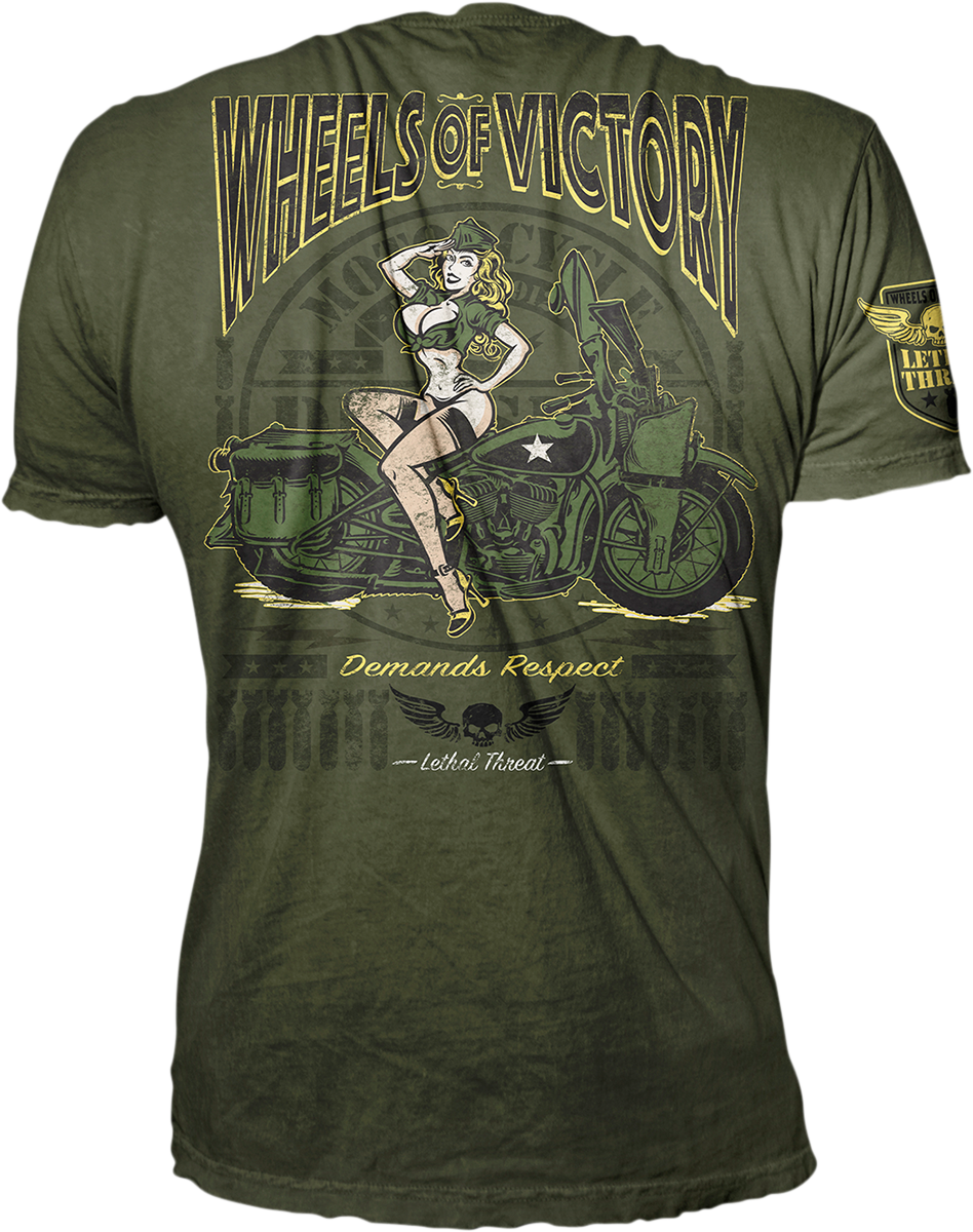 LETHAL THREAT Wheels of Victory T-Shirt – Grün – Groß VV40168L