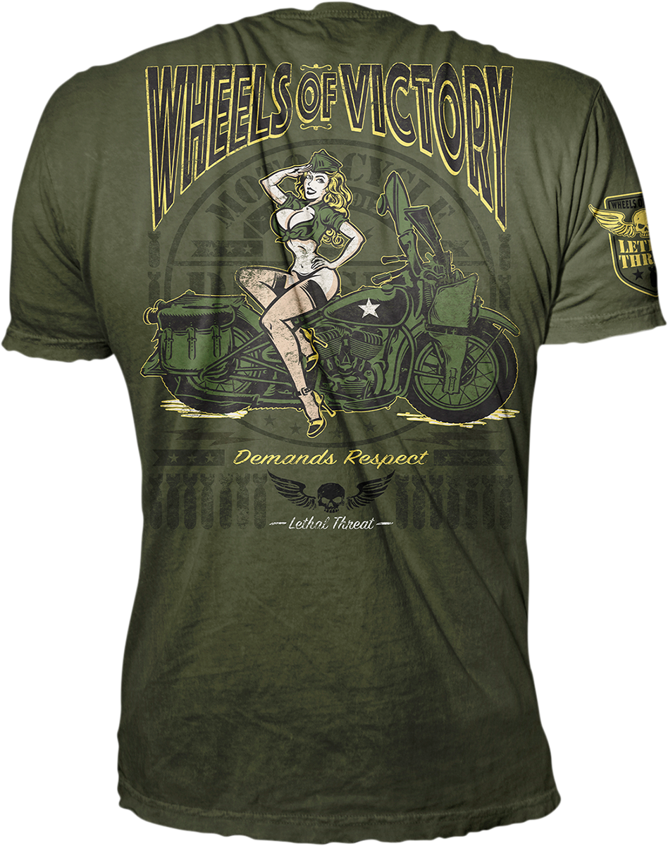 LETHAL THREAT Wheels of Victory T-Shirt - Green - Large VV40168L