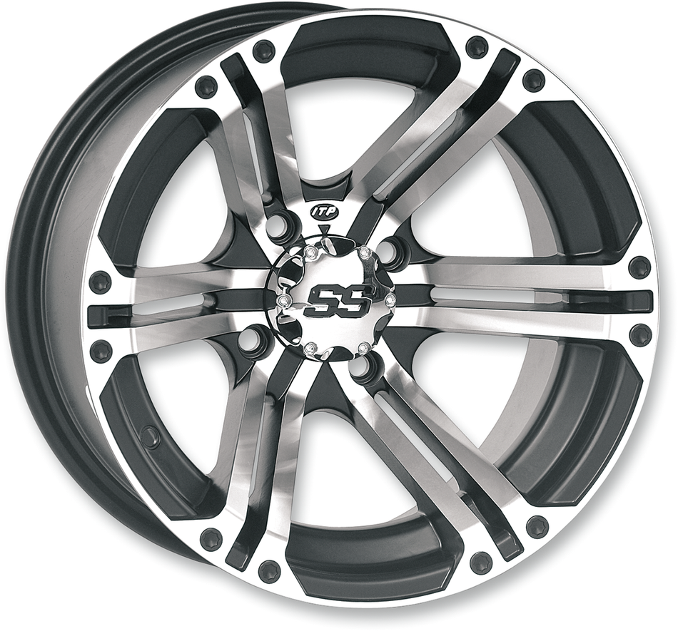 ITP Wheel - SS212 Alloy - Rear - Machined Black - 12x7 - 4/110 - 2+5 1228365404B