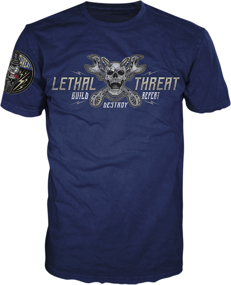 LETHAL THREAT Break Neck Speed T-Shirt - Blue - 2XL VV40162XXL