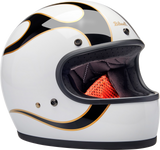 BILTWELL Gringo Helmet - Flames - White/Black - XS 1002-561-501