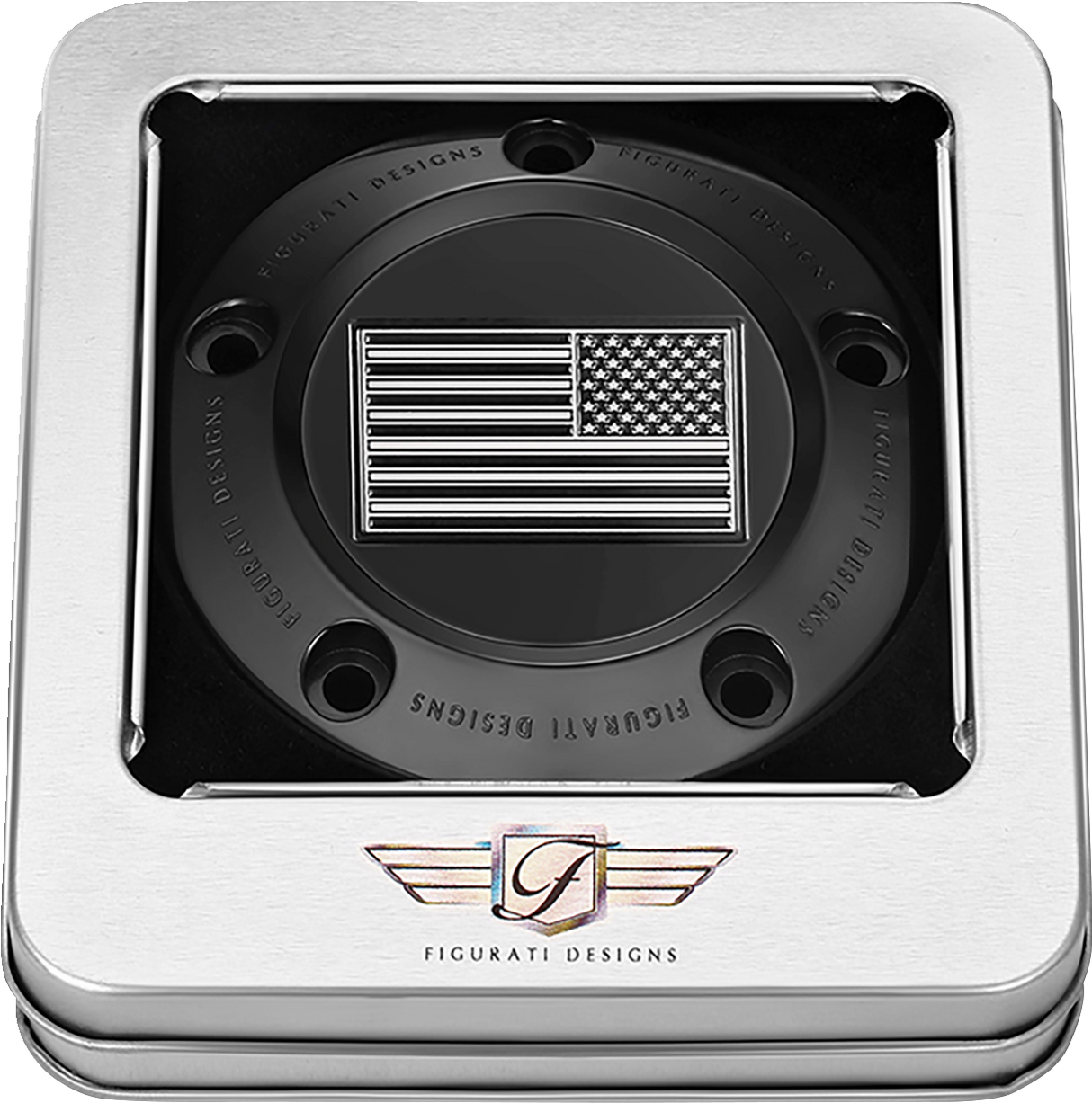 FIGURATI DESIGNS Timing Cover - 5 Hole - American - Contrast Cut - Black FD26R-TC-5H-BLK