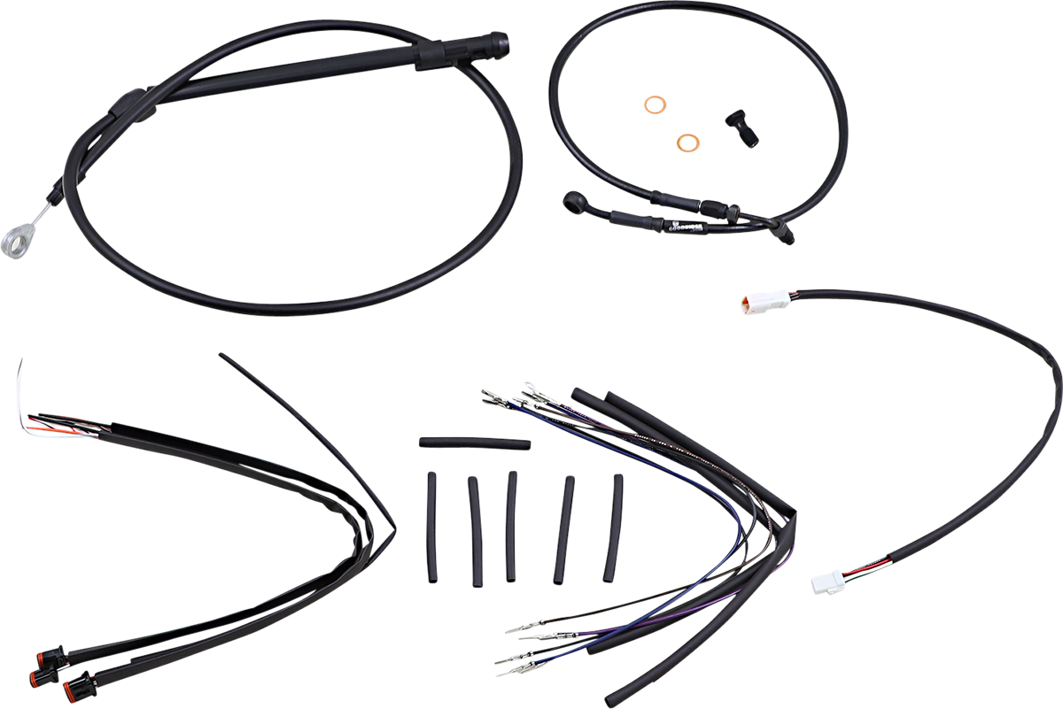 BURLY BRAND Cable Kit - Jail Bar - 12" Handlebars - Black Vinyl B30-1252