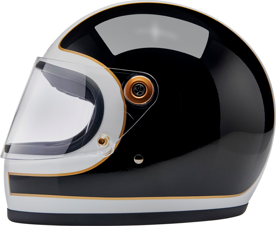 BILTWELL Gringo S Helmet - Gloss White/Black Tracker - Small 1003-566-502