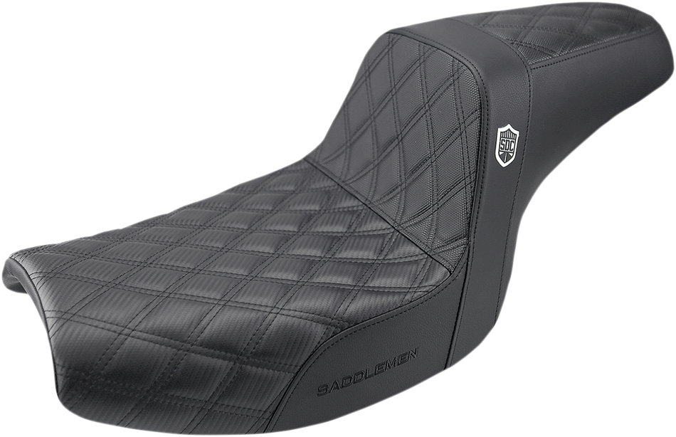 SADDLEMEN Seat - Pro Series SDC Performance Without Backrest - Full Lattice Stitch/Lumbar Gripper - Black SC88209DB