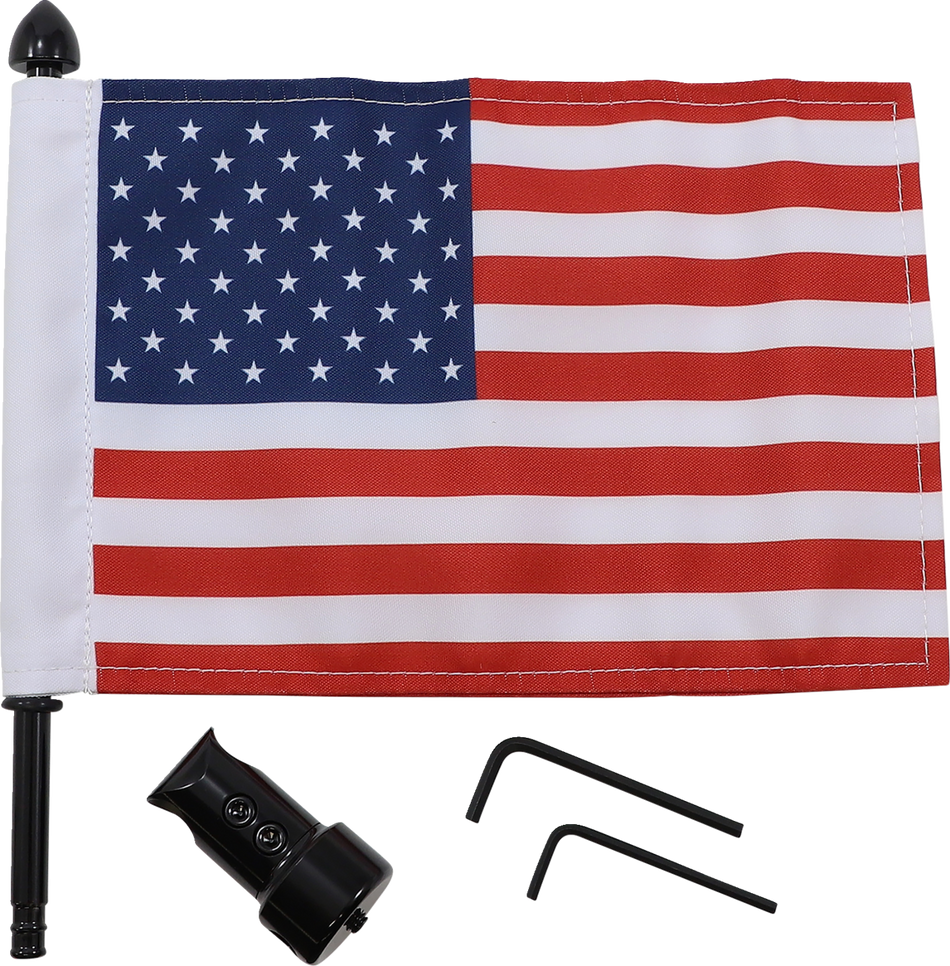 PRO PAD Luggage Rack Flag Mount - 5/8" Round - With 6" X 9" USA Flag BRFM-RDSB5
