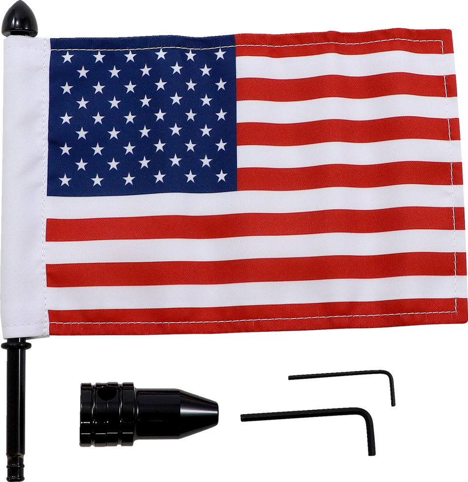 PRO PAD Luggage Rack Flag Mount - 3/8" Round - With 6" X 9" USA Flag BRFM-FXD4