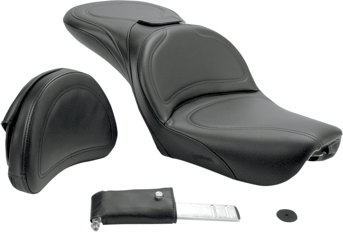 SADDLEMEN Seat - Explorer - With Backrest - Stitched - Black - FXDWG '04-'05 804-05-0301