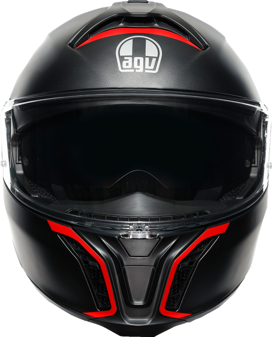AGV Tourmodular Helmet - Frequency - Matte Gunmetal/Red - Medium 211251F2OY00512