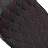 DRAG SPECIALTIES Predator 2-Up Seat - Double Diamond - Red Stitching - FL '08-'22 0801-1272