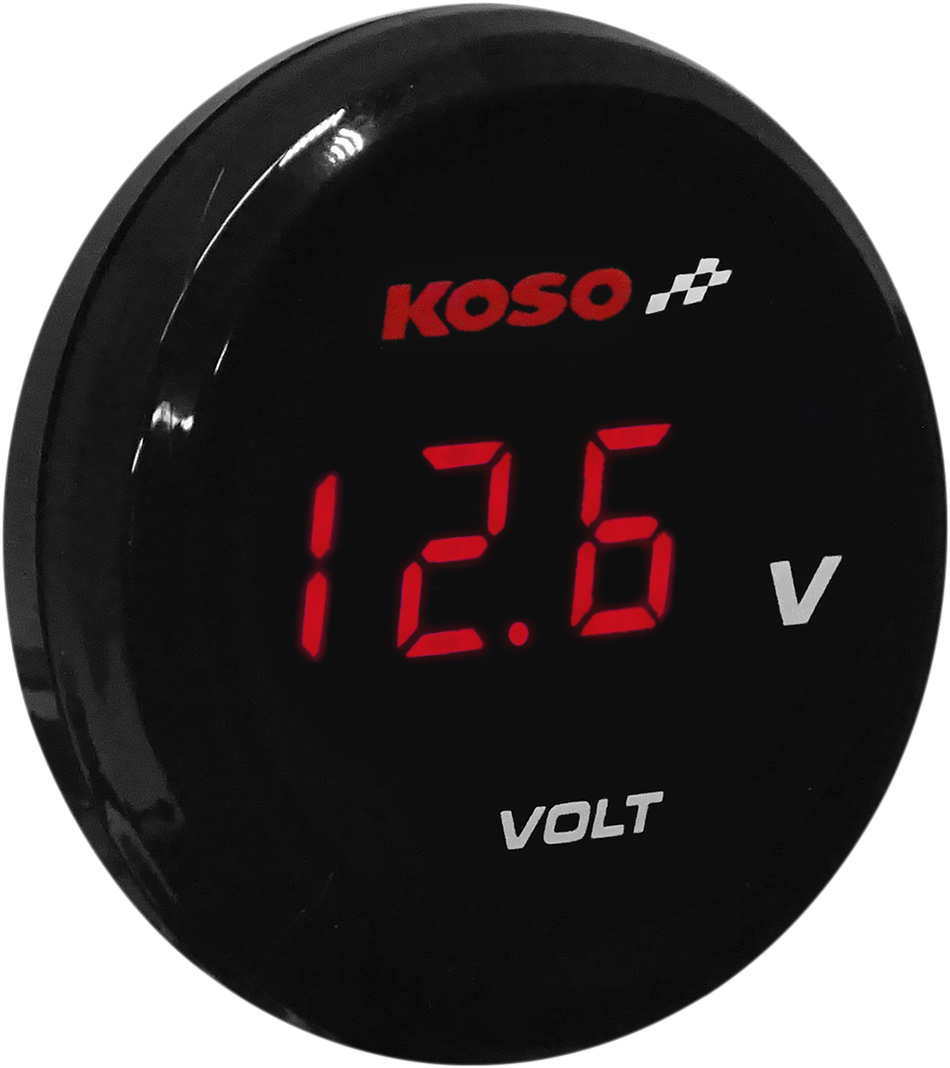 KOSO NORTH AMERICA I-Gear Volt Meter - Red Digits - 1.57" Diameter x 0.43" D BA067R00