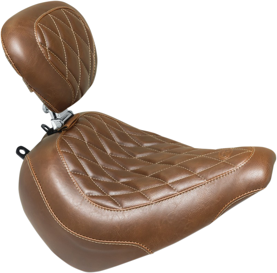 MUSTANG Seat - Wide Tripper Solo - with Backrest - Diamond - Brown 83058