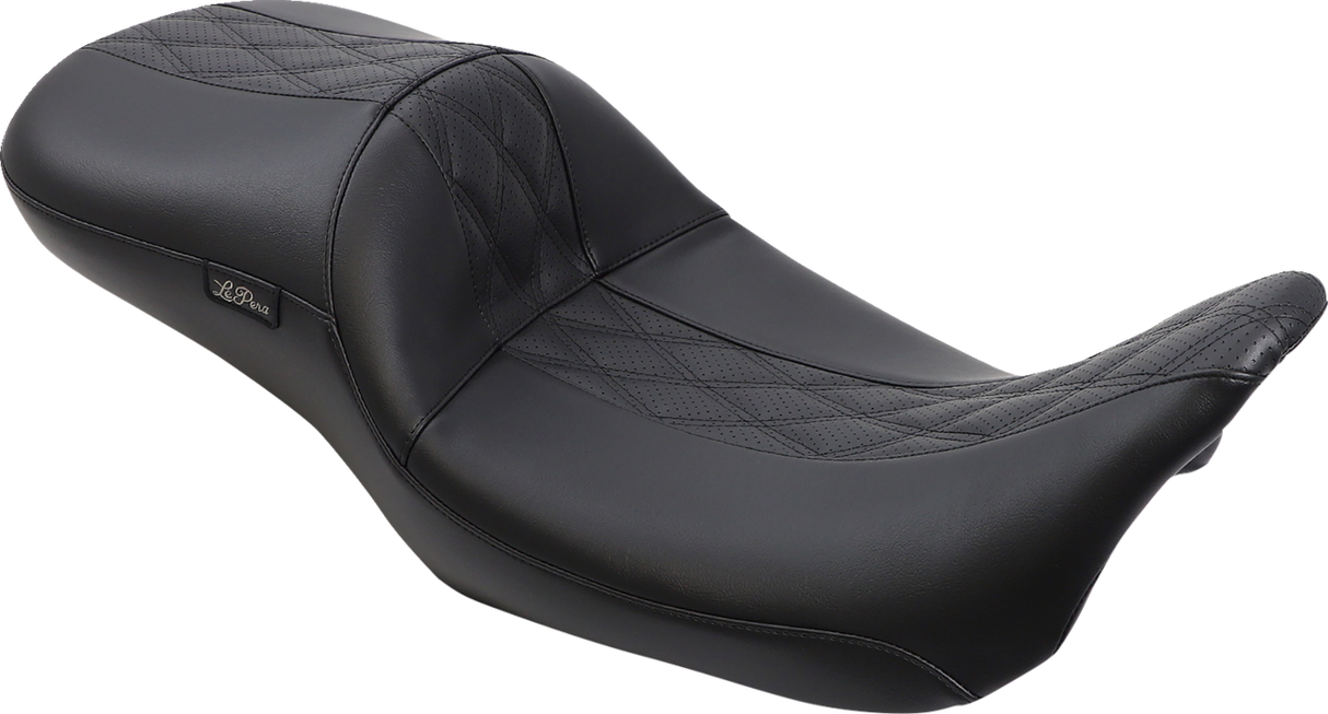 LE PERA Maverick Daddy Long Legs Seat - Black W/Black HR Inlay Double Diamond - FLH LK-957DLHR2