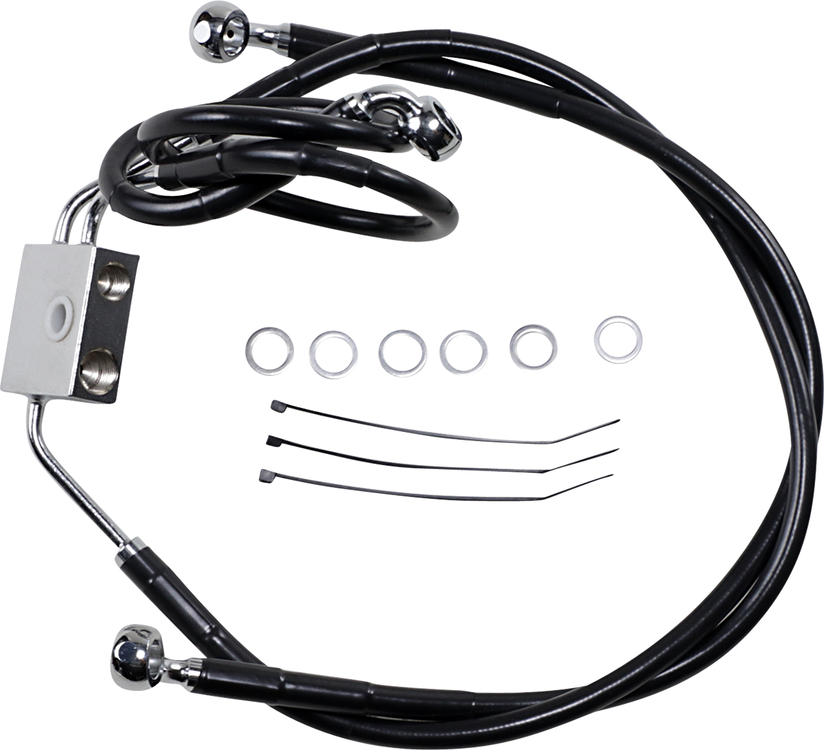 DRAG SPECIALTIES Brake Line - Front - Black - +2" - FXDF '12-'17 612137-2BLK