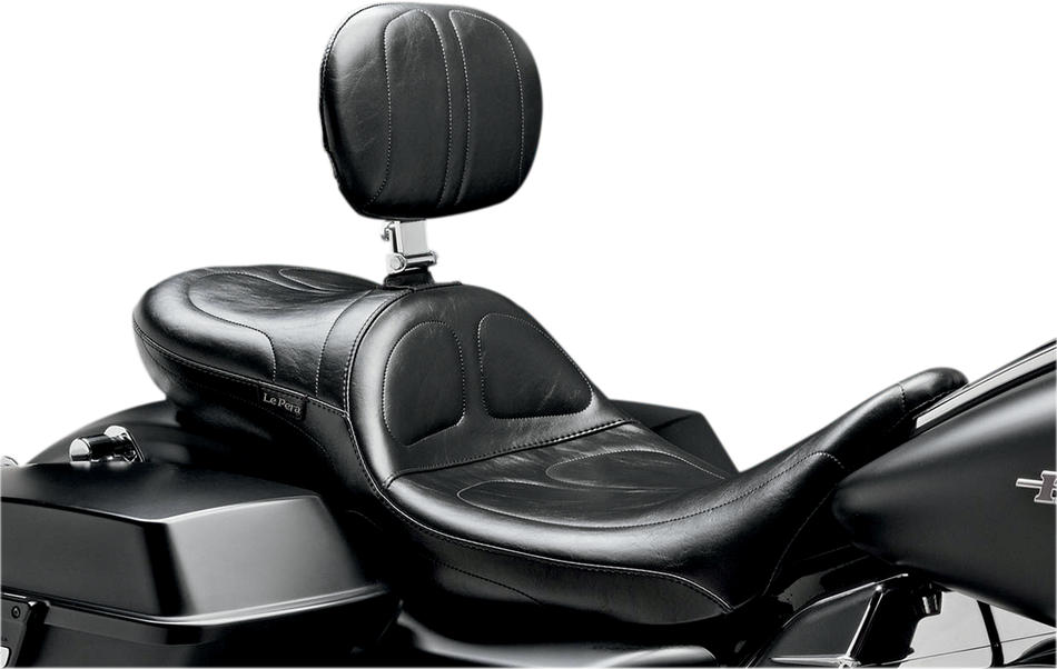LE PERA Maverick Daddy Long Legs Seat - With Backrest - Black - Stitched - FL '08+ LK-957DLBR