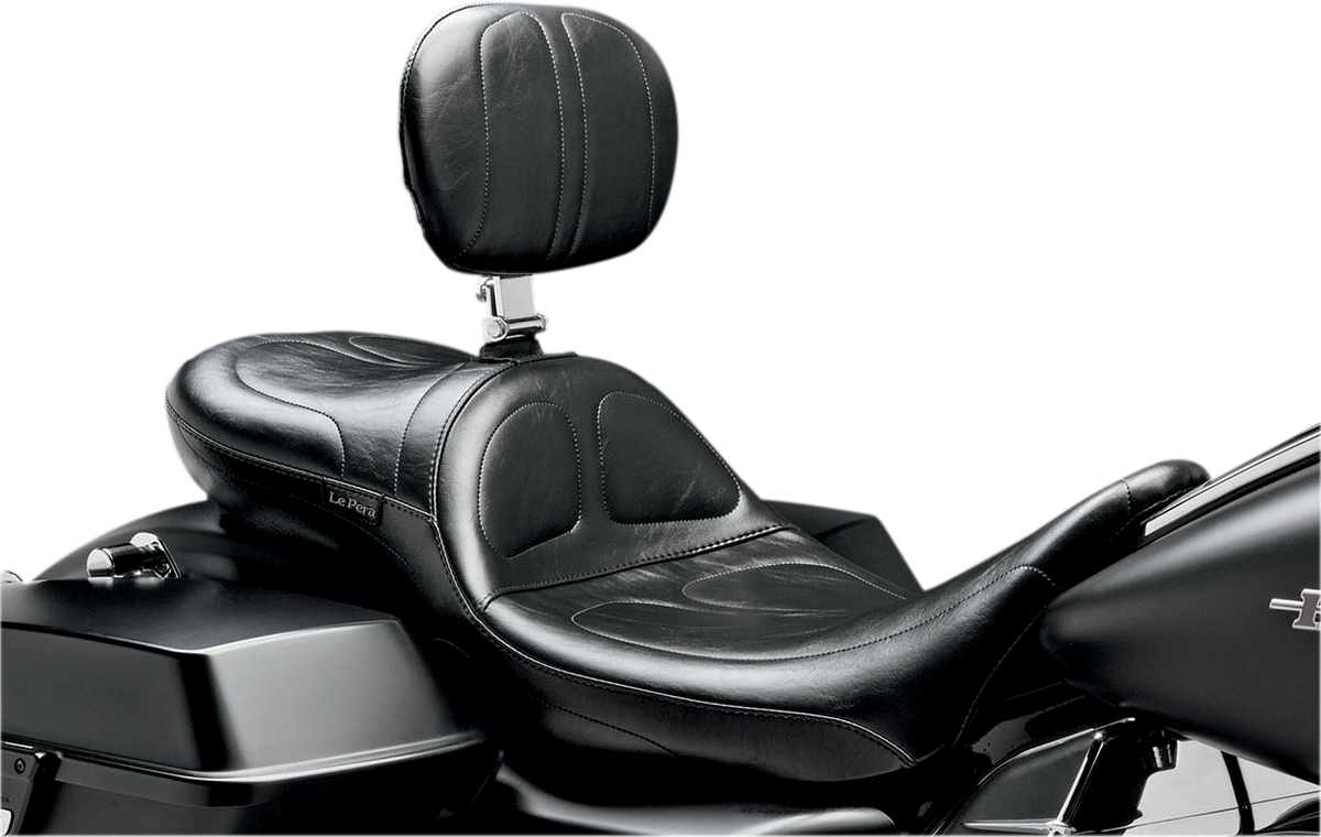 LE PERA Maverick Daddy Long Legs Seat - With Backrest - Black - Stitched - FL '08+ LK-957DLBR