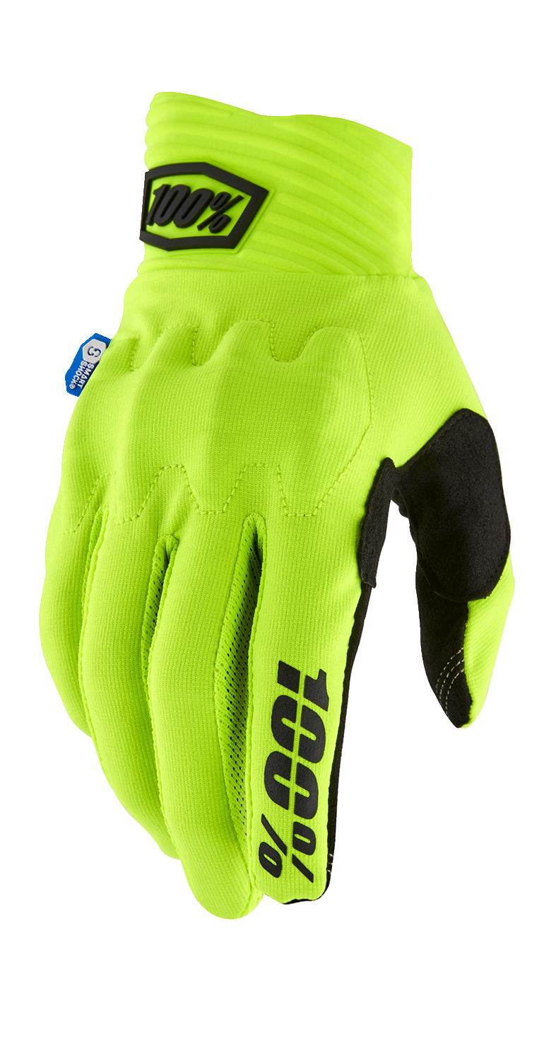 100% Cognito Smart Shock Gloves - Fluorescent Yellow - Small 10014-00040