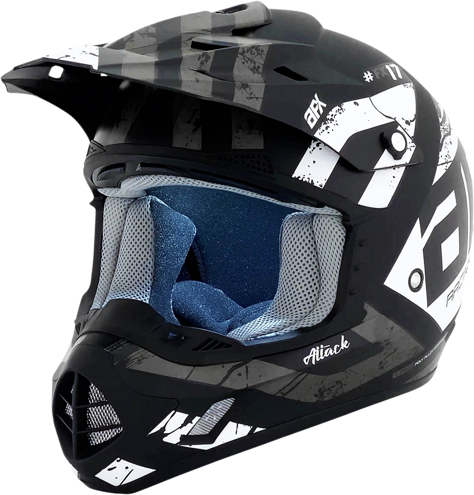 AFX FX-17Y Helmet - Attack - Matte Black/Silver - Large 0111-1401