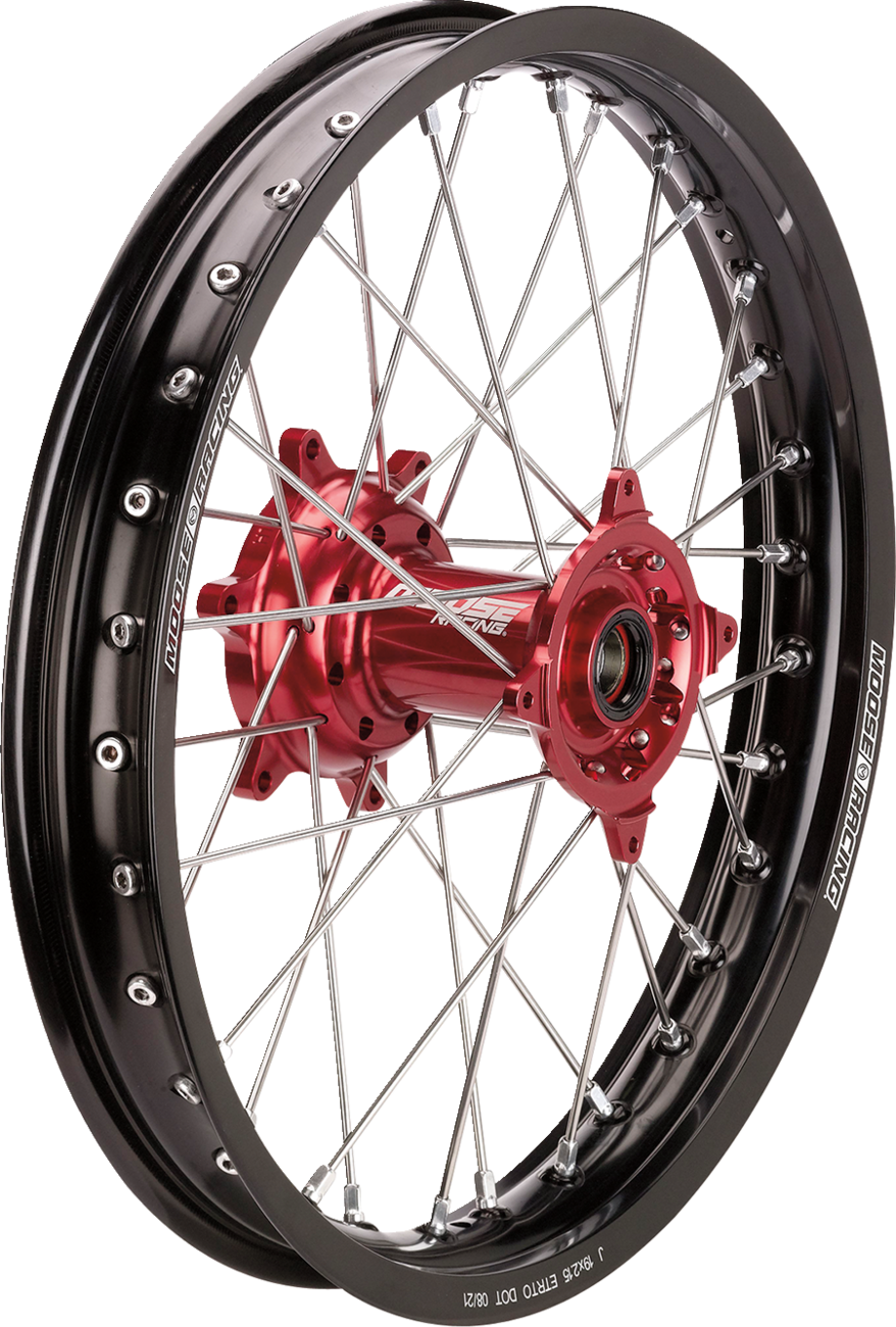 MOOSE RACING Wheel Assembly - SX-1 - Complete - Rear - Black Wheel/Red Hub - 18x2.15 - Honda HR13-21318-BKRD