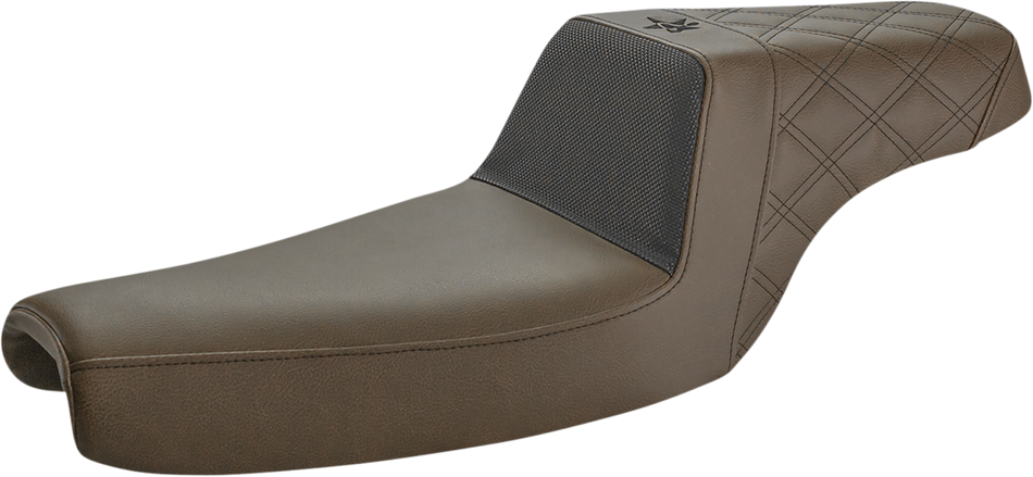 SADDLEMEN Unknown Industries Seat - Front Carbon Fiber/Black Gripper Lumbar/Rear Lattice Stitch - XL '04-'22 UN07-11-173BR
