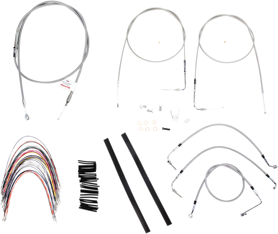 BURLY BRAND Kit de cable de manillar/línea de freno - Completo - Manillar Ape Hanger de 14" - Acero inoxidable B30-1085 