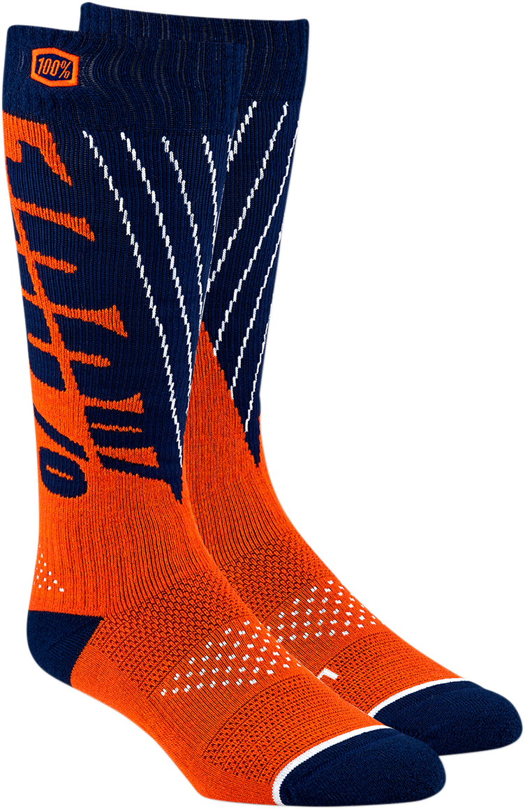 100% Torque Comfort Moto Socks - Navy/Orange - Small/Medium 24007-214-17
