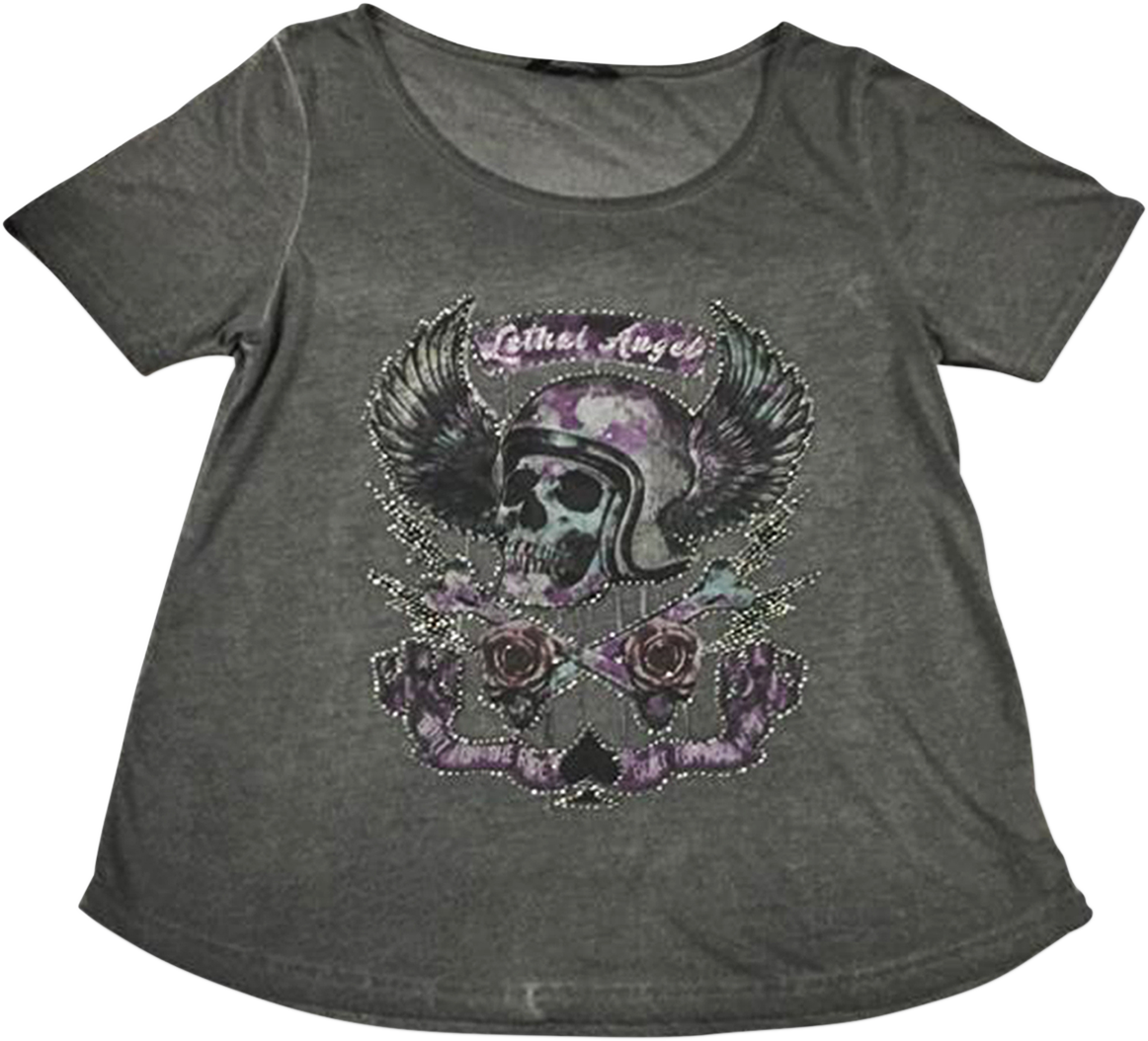 LETHAL THREAT Women's Sinwheels T-Shirt - Gray - Large LA20613L