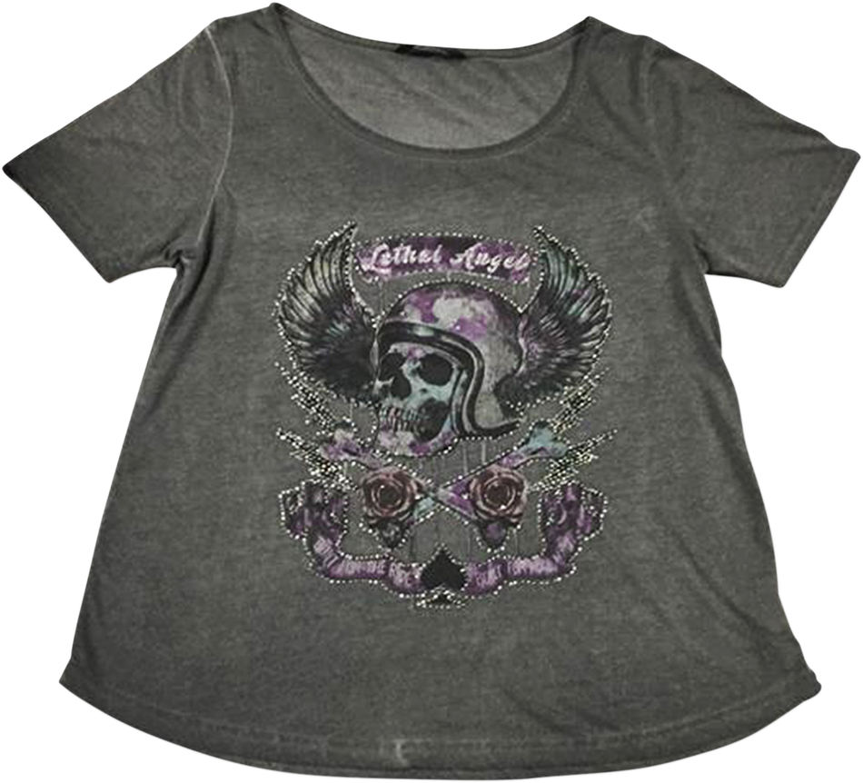 LETHAL THREAT Women's Sinwheels T-Shirt - Gray - 1X LA20613-1X
