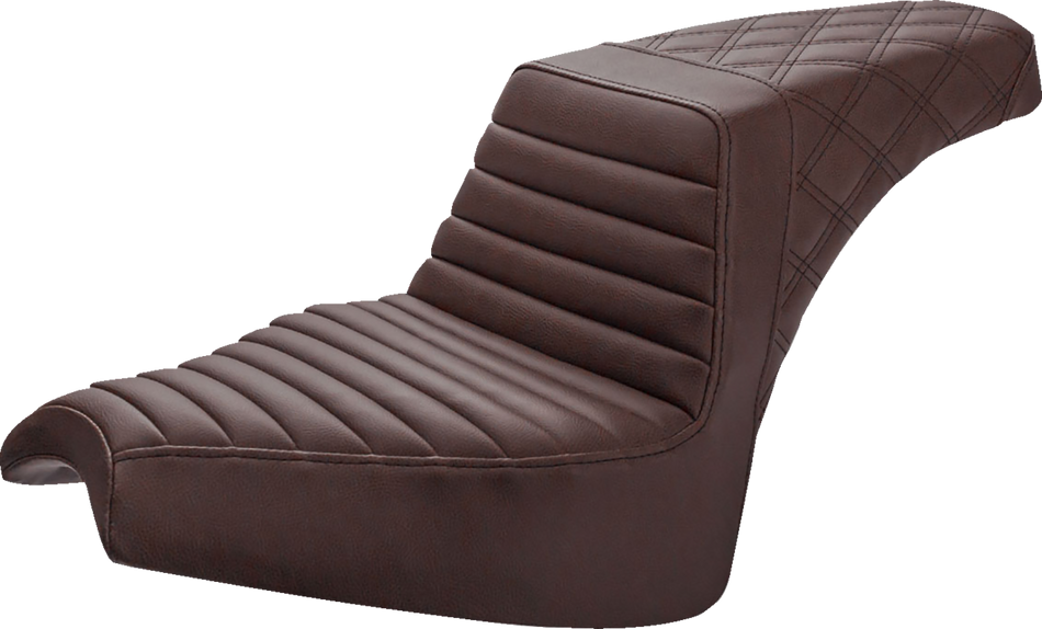 SADDLEMEN Step Up Seat - Front Tuck-n'-Roll/Rear Lattice - Brown - Chief I21-04-176BR